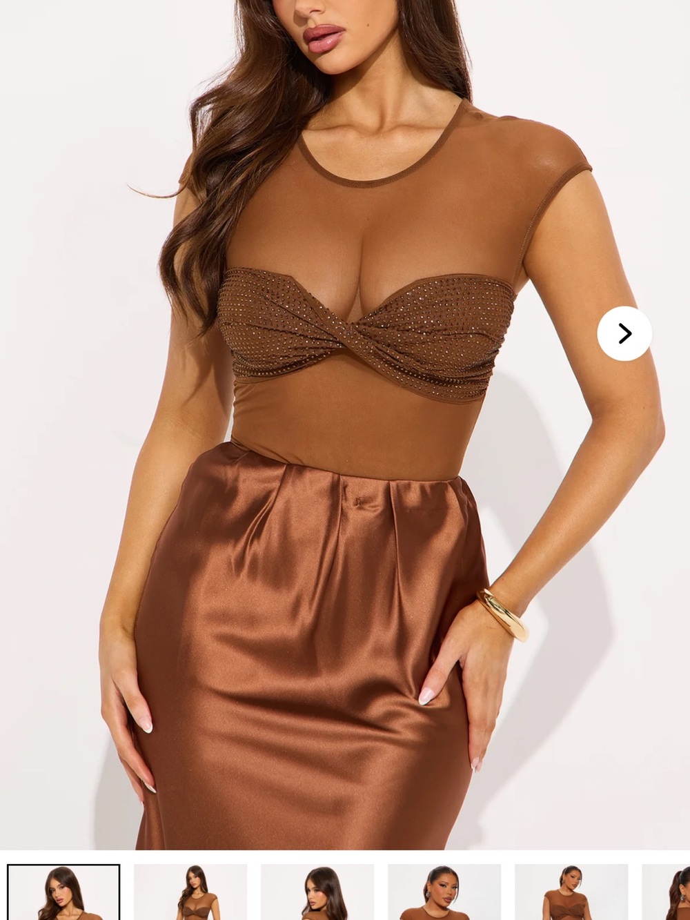 Fashion Nova Brown Sheer Twist-Bust Bandeau